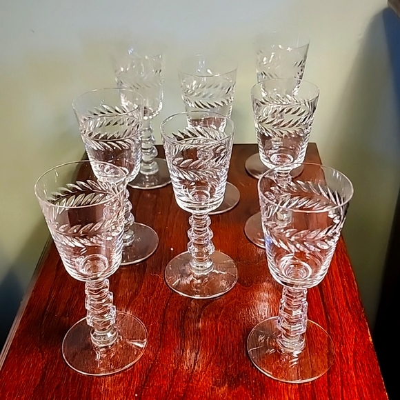 8 Tiffin Franciscan Midcentury Crystal 1950's Set of Sherry Glasses 5" Tall. - Picture 1 of 4
